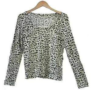 🌈 6/$60, NWT, Banana Republic, Tan/White/Black, Long Sleeve Top, Leopard, Med
